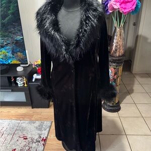 Torrid Black Robe with Faux Fur Trim